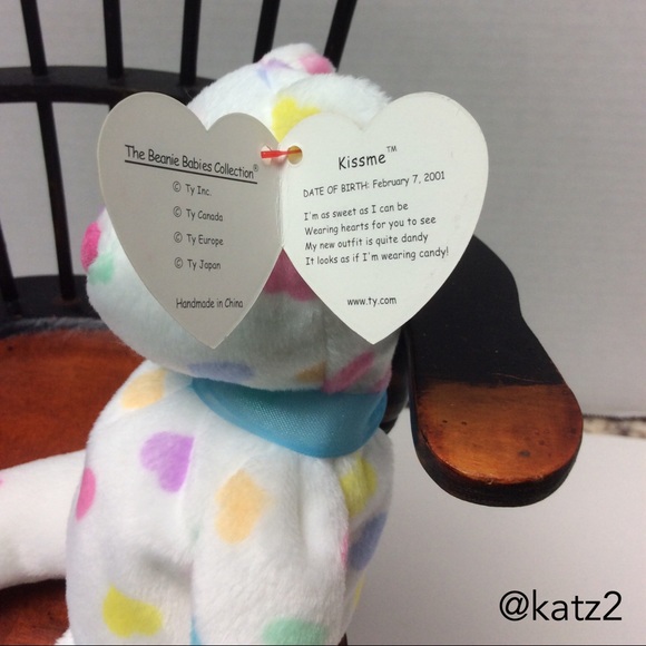 Ty Beanie Baby Retired Kissme the Multicolor Heart Bear 2001 - Picture 3 of 4
